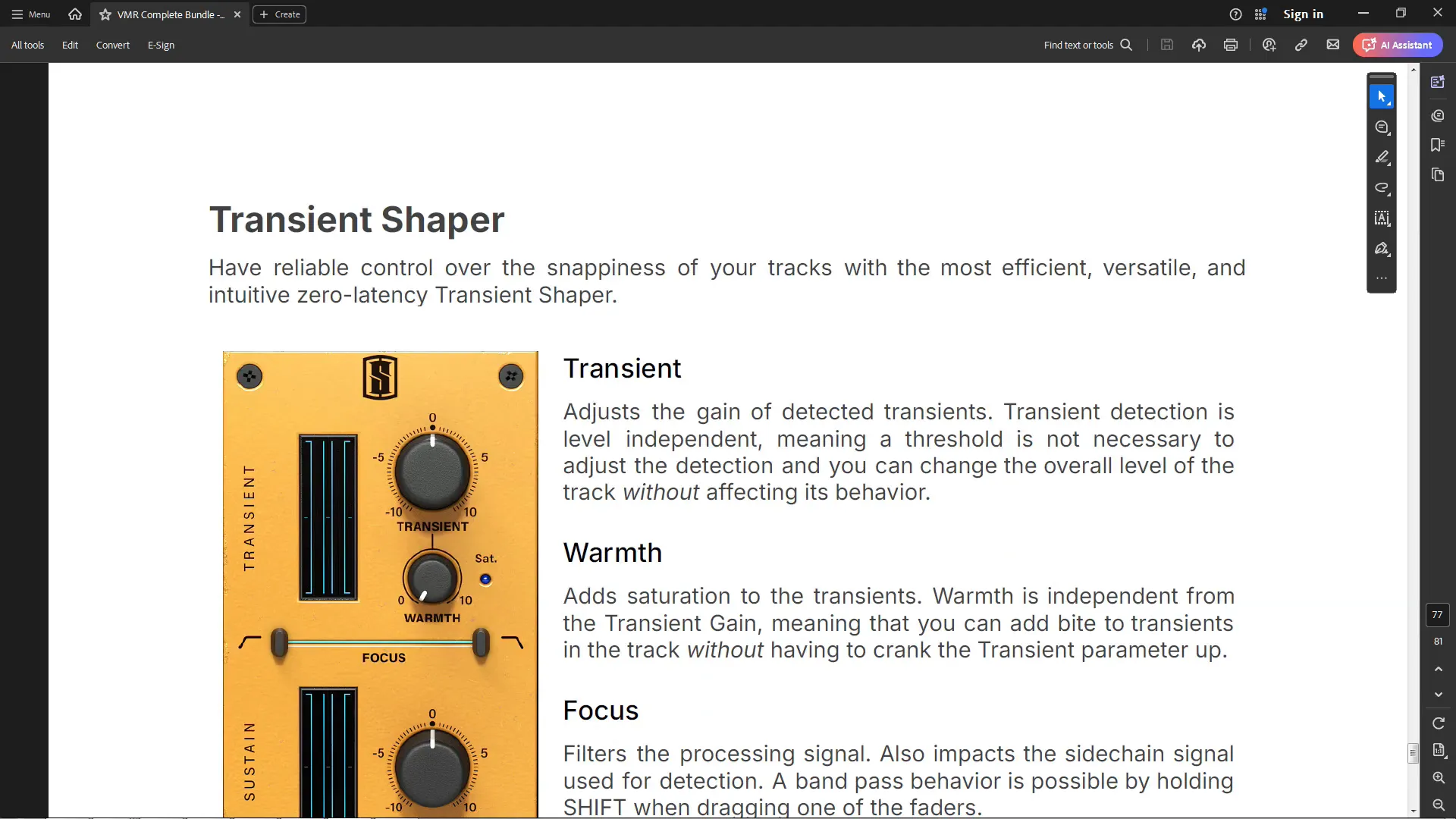 Transient Shaper module in Slate Digital VMR 3.0 Plugin