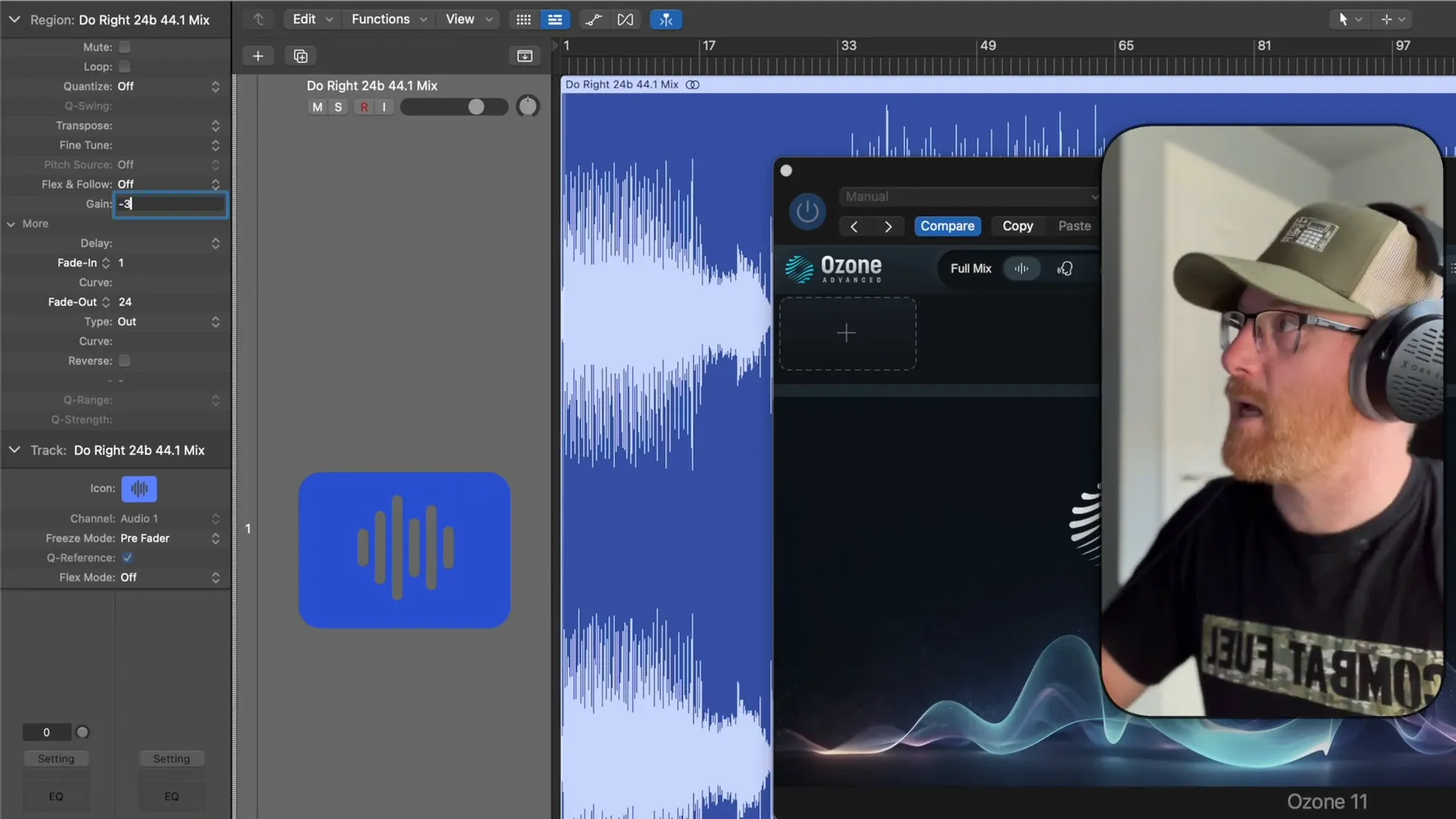 Adjusting the gain in Izotope Ozone