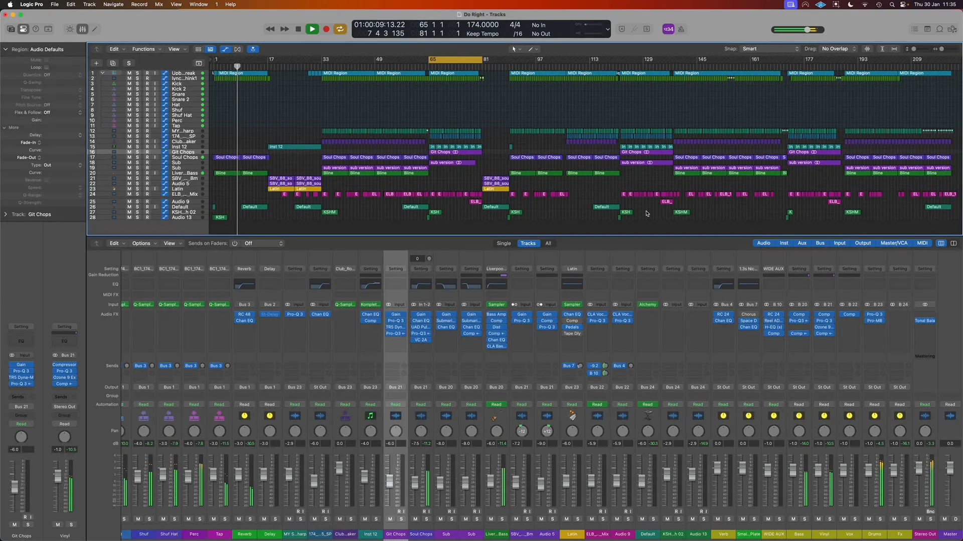 Audio levels showing headroom during mastering