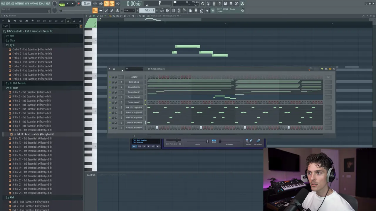 Trying different lead sounds and layering melodic ideas