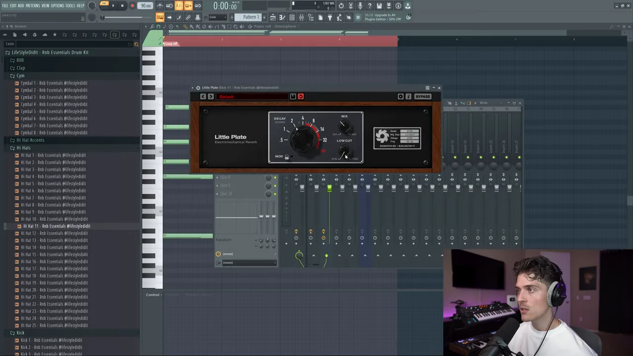 Applying plate reverb to the drum bus for a vintage feel