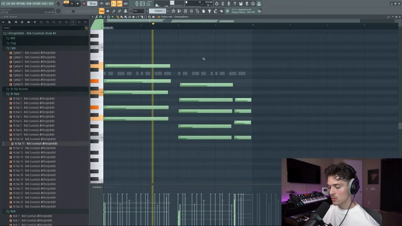 Recording the chord progression and checking voicings
