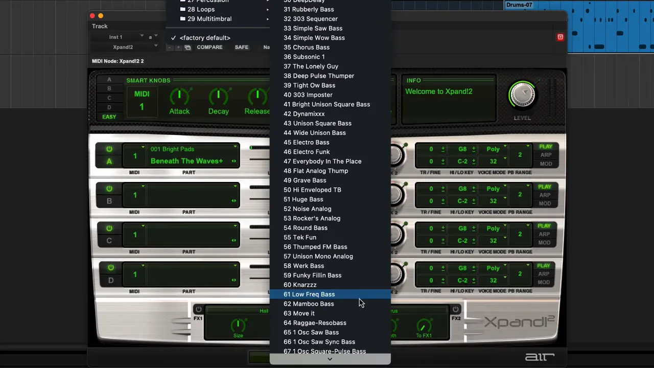 Pro Tools For Beginners: Create a Beat in 10 Minutes 10 Creating new instrument track for sub bass using Expand synth bass preset 'Dynamics'