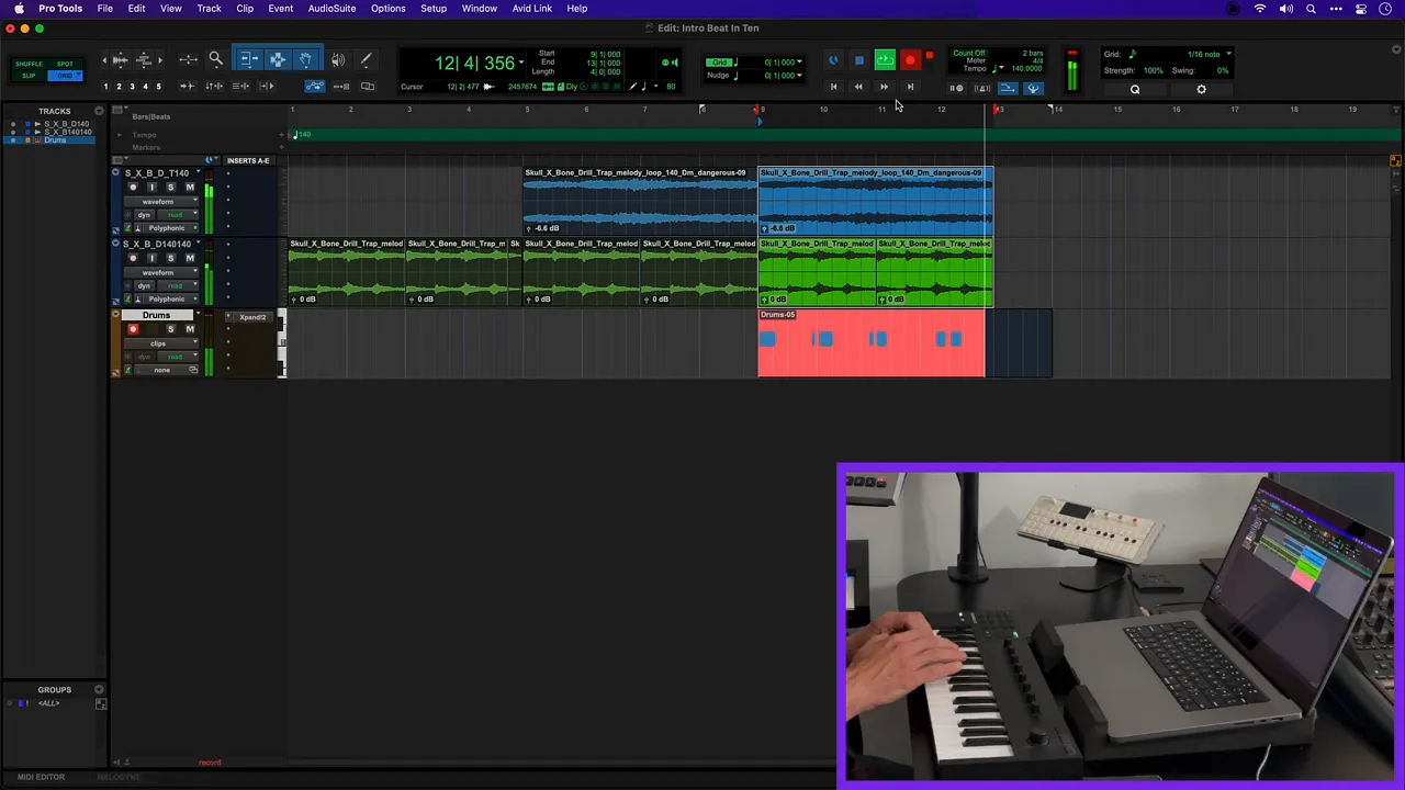 Pro Tools For Beginners: Create a Beat in 10 Minutes 7 Recording drums with track armed and MIDI keyboard