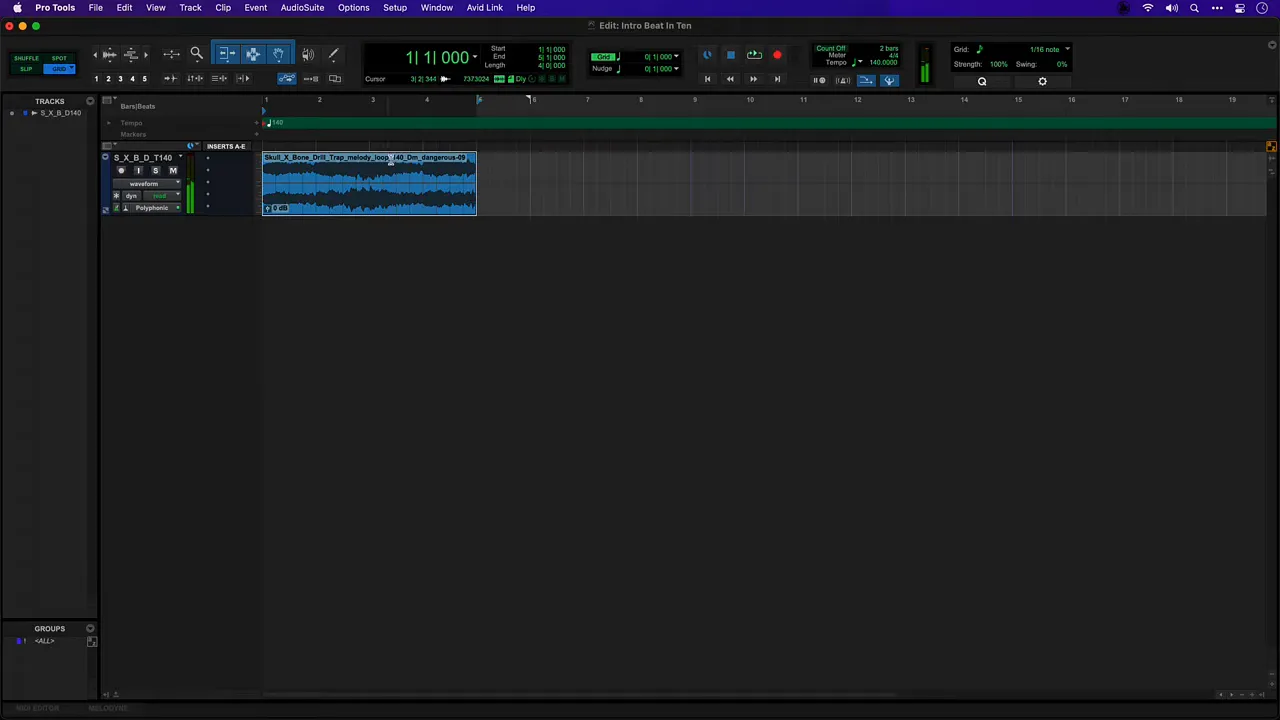 Pro Tools For Beginners: Create a Beat in 10 Minutes 2 Dragging a loop into the timeline creates a new stereo track