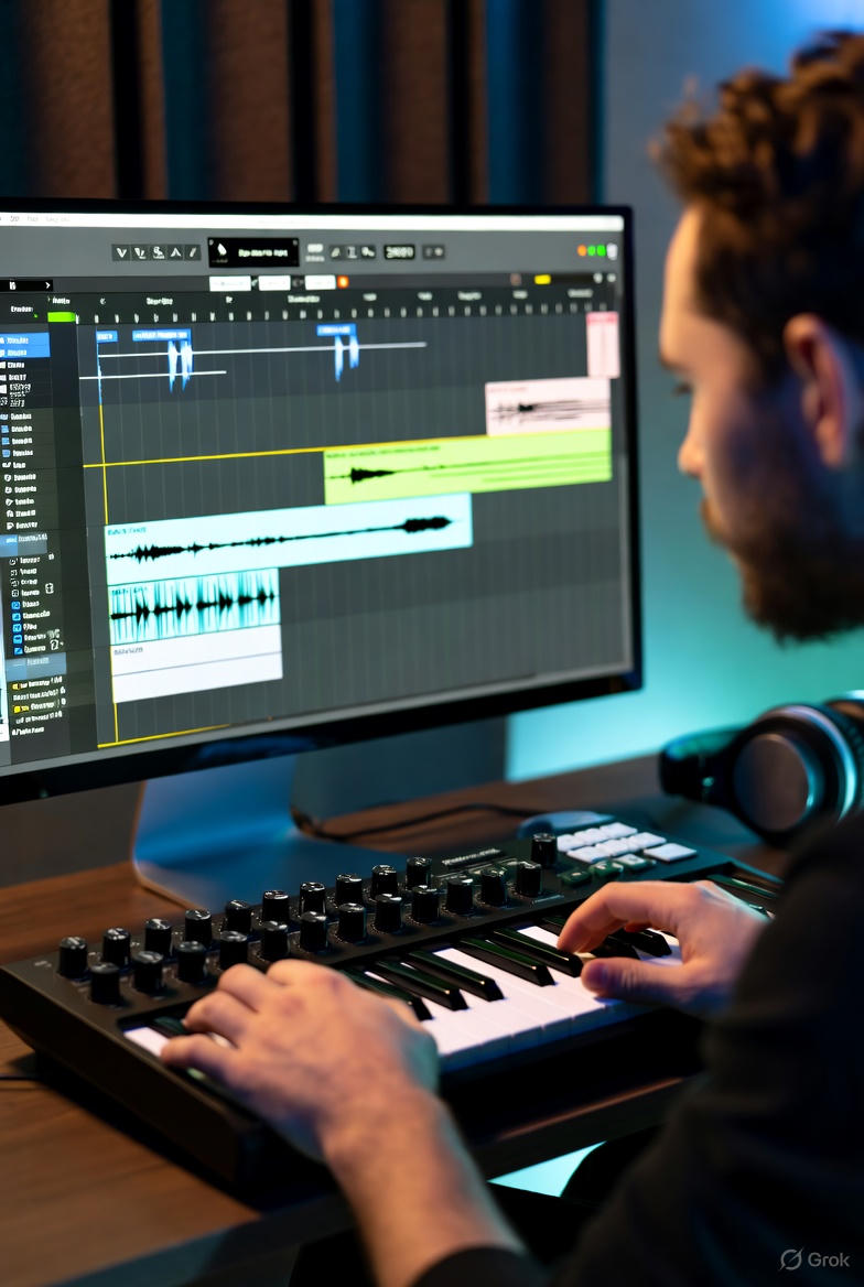 beat maker working on a DAW beat maker working on a DAW