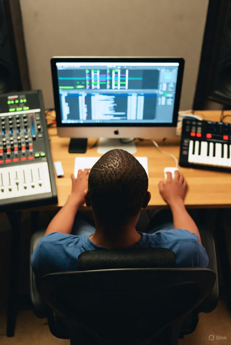 music producer working on on digital audio work station this is an image of music producer working on on digital audio work station